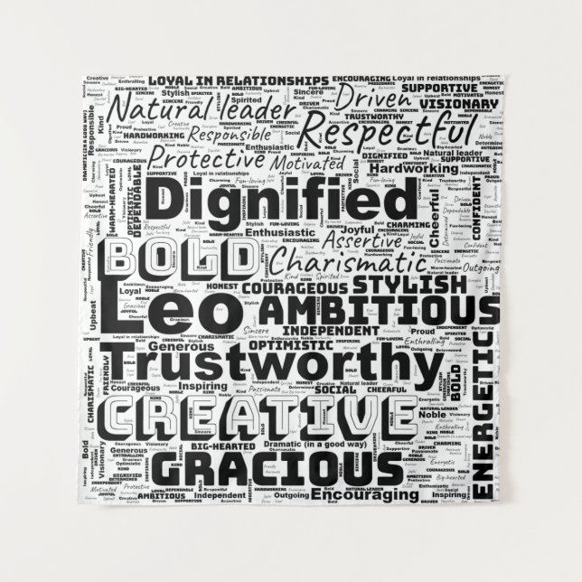Leo Zodiac Word Cloud Wandteppich (Vorderseite)
