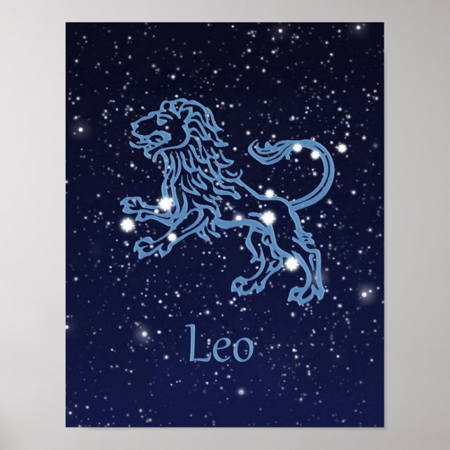Leo Zodiac Zeichen und Konstellation Poster (Vorne)