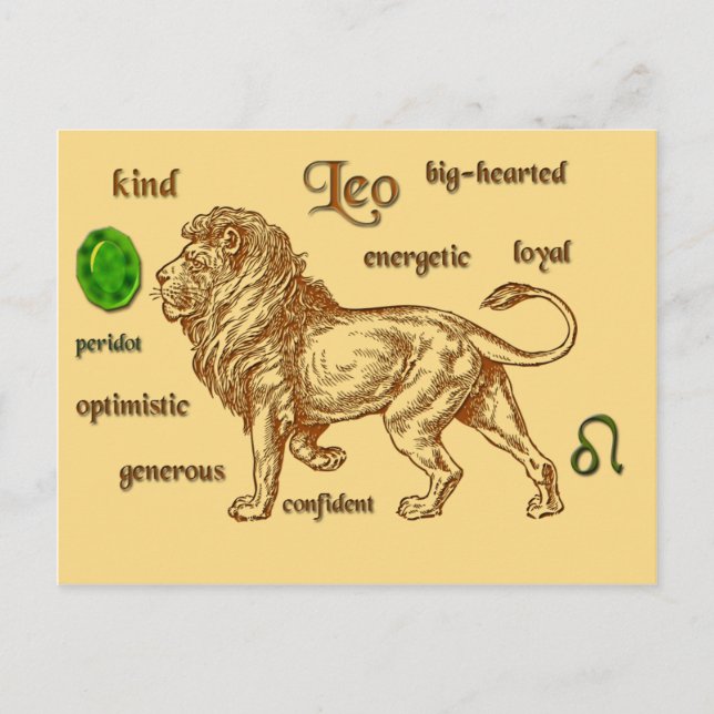 Leo zodiale Merkmale Postkarte (Vorderseite)