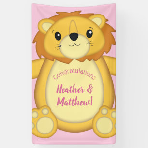 Leon Baby Dusche Pink Banner