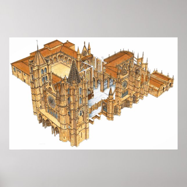 Leon Cathedral. Spanien Poster (Vorne)
