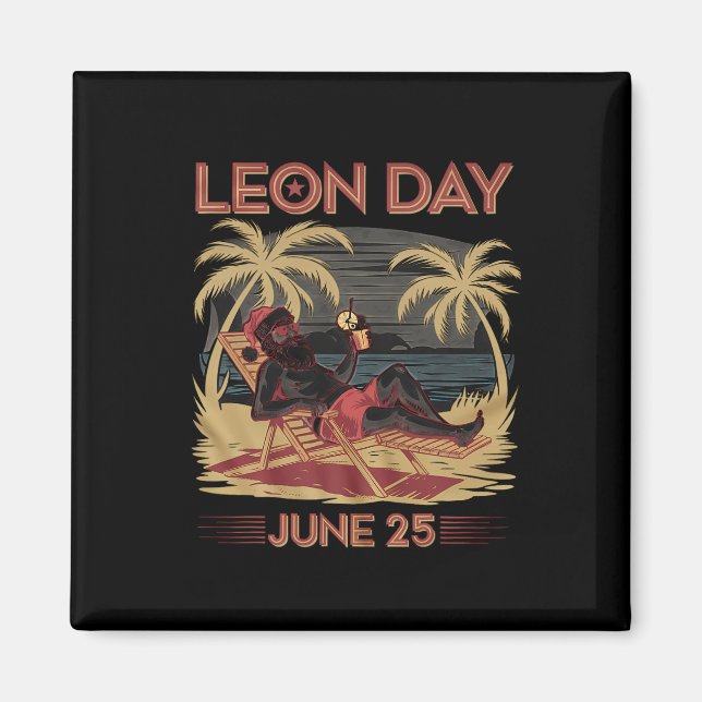 Leon Day 25 Juni Santa Beach 6 Monate bis Weihnach Magnet (Vorne)
