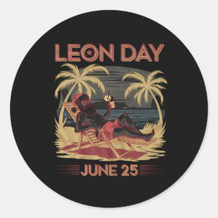 Leon Day 25 Juni Santa Beach 6 Monate bis Weihnach Runder Aufkleber