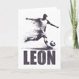 Leon Fußballjungen Personalisierter Vorname Leon Karte