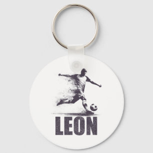 Leon Fußballjungen Personalisierter Vorname Leon Schlüsselanhänger