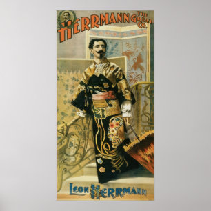 Leon Herrmann Magician Vintag Poster