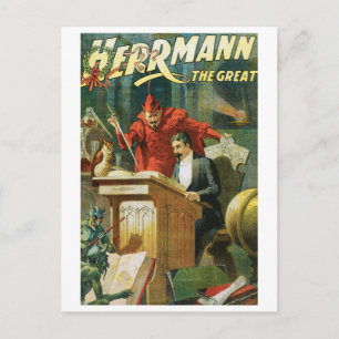 Leon Herrmann The Great ~ Vintage Magie-Show Postkarte
