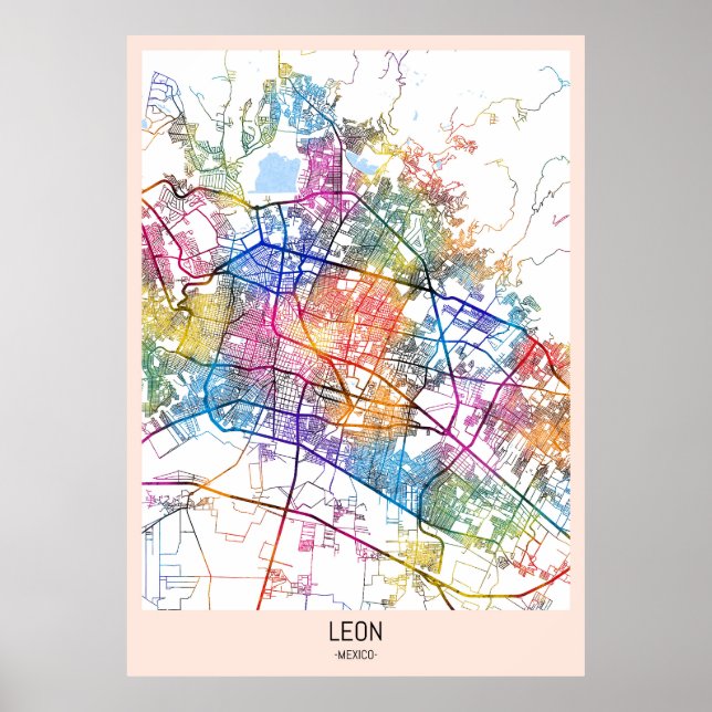 León Mexico City Map Poster (Vorne)
