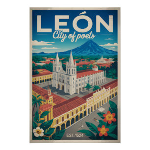 León Nicaragua Retro-Reiseposter-Kunst Poster