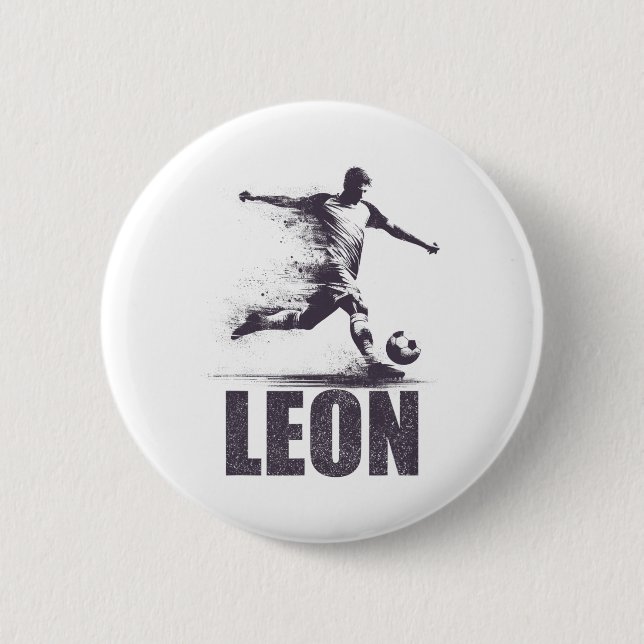 Leon Soccer Boys Personalized First Name Leon  Button (Vorderseite)