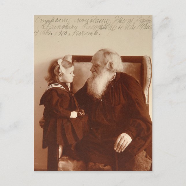 Leon Tolstoi mit seiner Enkelin Tatiana Postkarte (Vorderseite)