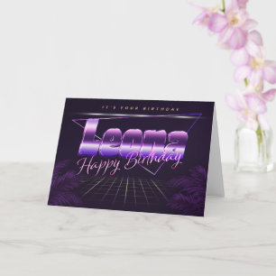 Leona Name Vorname lila retro Karte Geburtstag