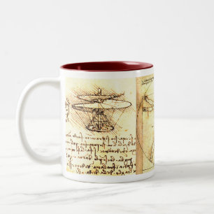 Leonado da Vinci Zeichnungen 2 Zweifarbige Tasse