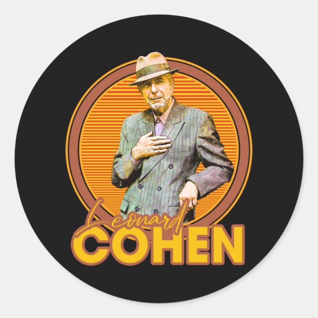 Leonard Cohen 70er Aesthetic Fan Art Runder Aufkleber (Vorderseite)