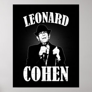 Leonard Cohen auf Bühne Zerstörtes T-Shirt Vintag Poster