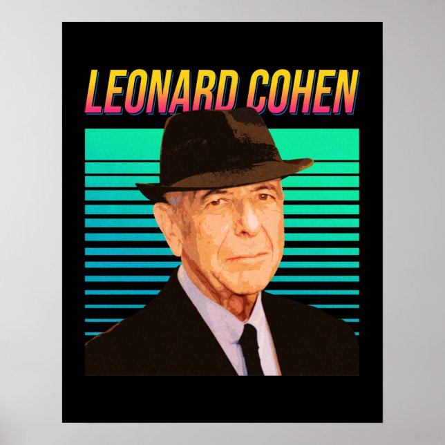 Leonard Cohen Retro Portrait Poster (Vorne)