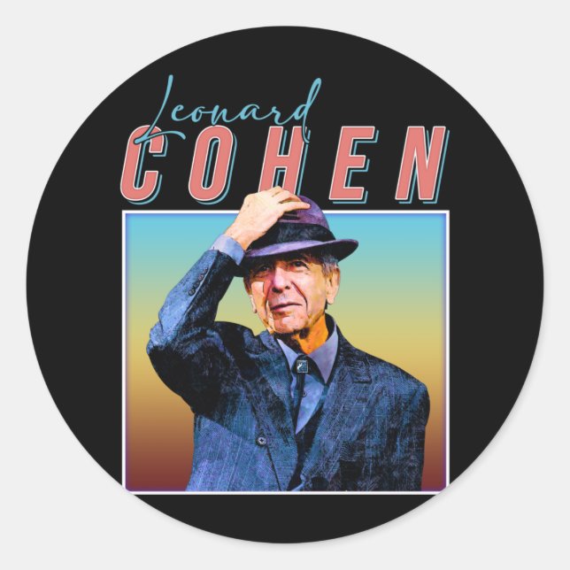 Leonard Cohen Retro Style Music Fan Geschenke Runder Aufkleber (Vorderseite)