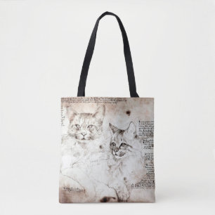 Leonardo da Vinci Cat Sketch Tote Bag