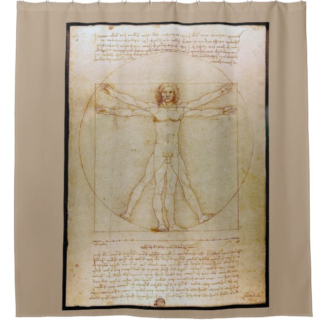 Leonardo Da Vinci, Der viruvianische Mann, Renaiss Duschvorhang (Vorderseite)