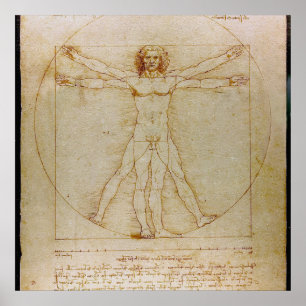 Leonardo Da Vinci, Der viruvianische Mann, Renaiss Poster