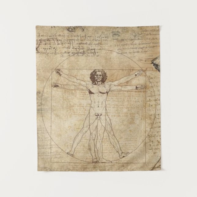 Leonardo Da Vinci Der Vitruvian Mann Wandteppich (Vorderseite)
