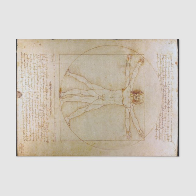 Leonardo da Vinci, Der Vitruvianische Mann, Renais Seidenpapier (Vorderseite)