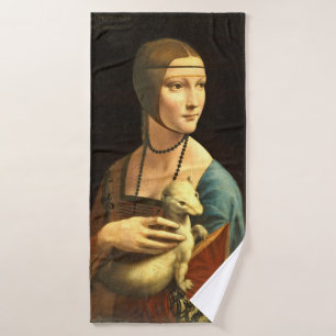 Leonardo da Vinci - die Frau mit einer Ermine Badehandtuch