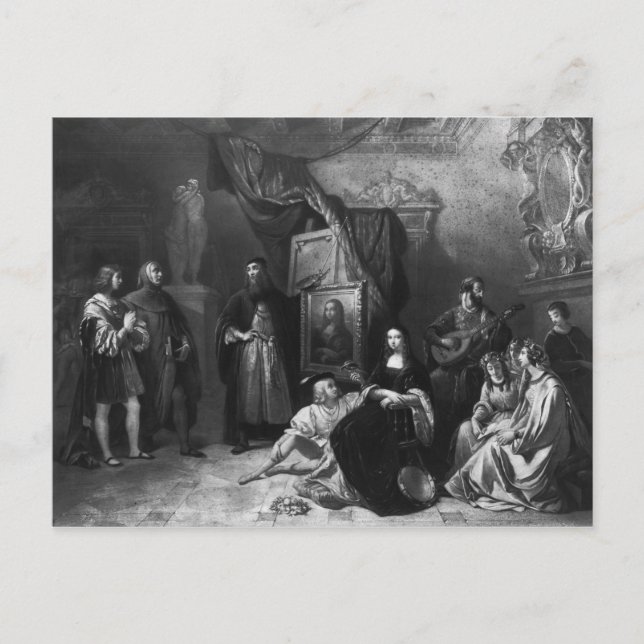 Leonardo da Vinci Gemälde der Gioconda Postkarte (Vorderseite)