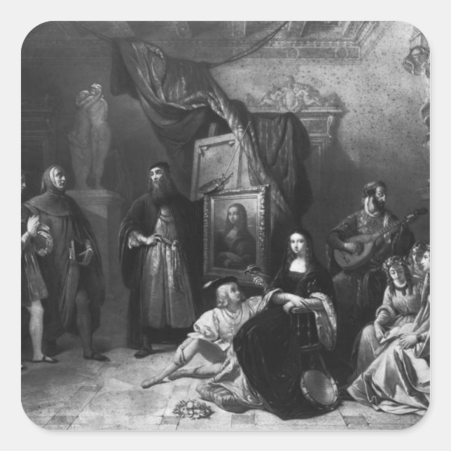 Leonardo da Vinci Gemälde der Gioconda Quadratischer Aufkleber (Vorderseite)