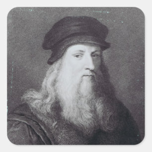 Leonardo da Vinci, graviert durch RAPHAEL Quadratischer Aufkleber