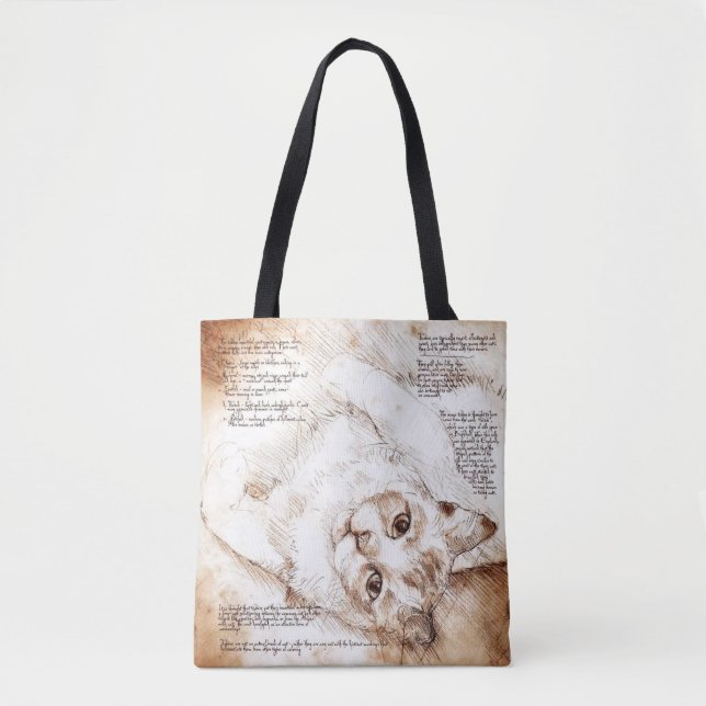 Leonardo da Vinci Katzen-Skizze-Taschen-Tasche (Vorderseite)