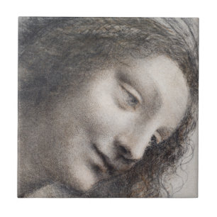 Leonardo da Vinci Kopf der Jungfrau Skizze Kunst Fliese