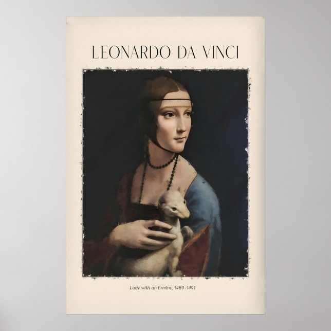 Leonardo da Vinci Kunstdruck - Dame mit einem Poster (Vorne)