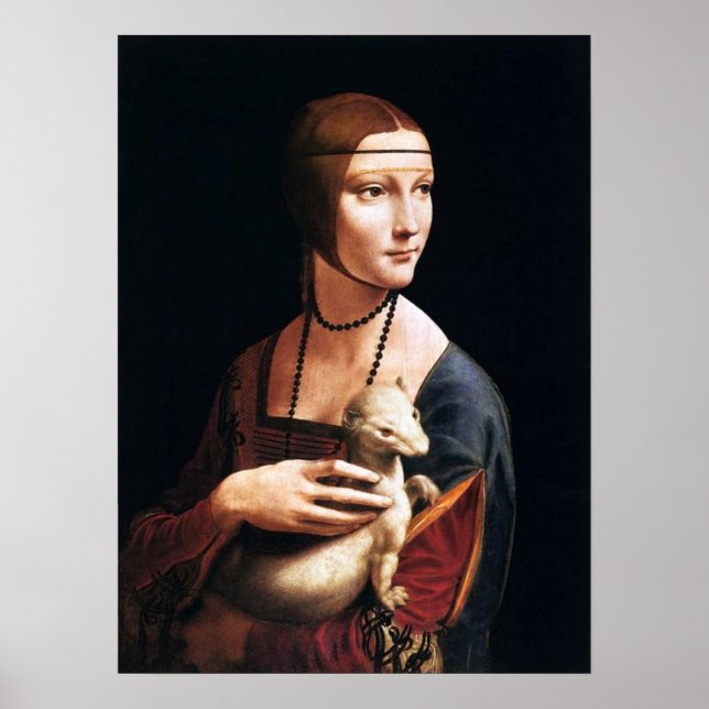 Leonardo Da Vinci Lady mit einem Ermine-Poster Poster (Vorne)