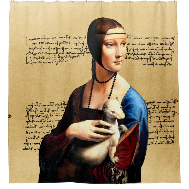 Leonardo da Vinci Lady mit Ermine Duschvorhang (Vorderseite)
