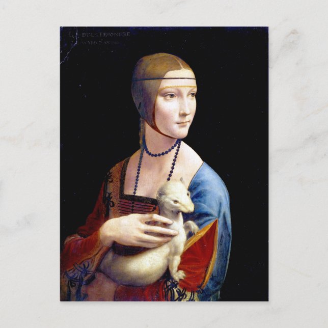 Leonardo da Vinci Lady mit Ermine Postkarte (Vorderseite)