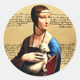 Leonardo da Vinci Lady mit Ermine Runder Aufkleber