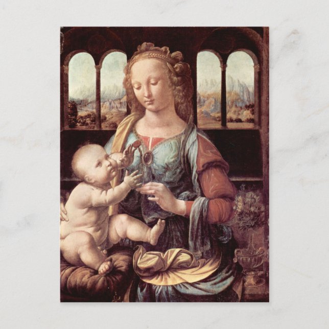 Leonardo da Vinci - Madonna mit der Nation Postkarte (Vorderseite)