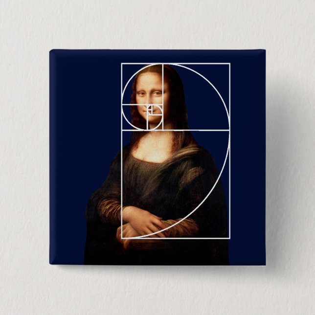 Leonardo da Vinci Mona Lisa Fibonacci Sequence Button (Vorderseite)