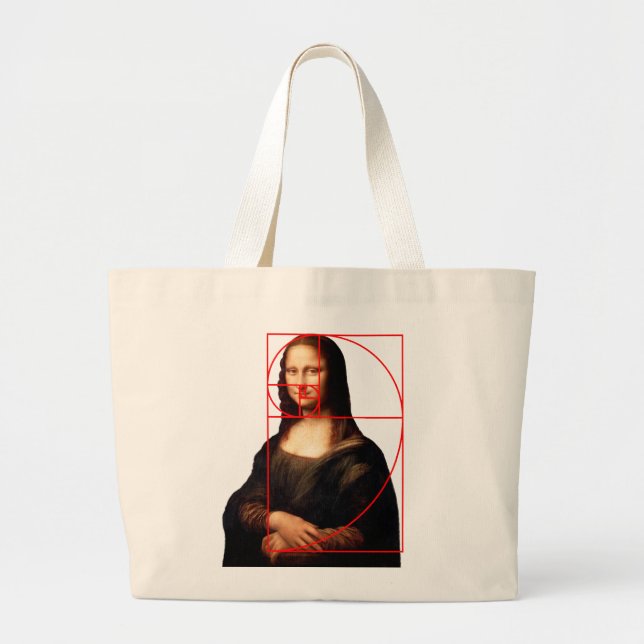 Leonardo da Vinci Mona Lisa Fibonacci Sequence Jumbo Stoffbeutel (Vorne)