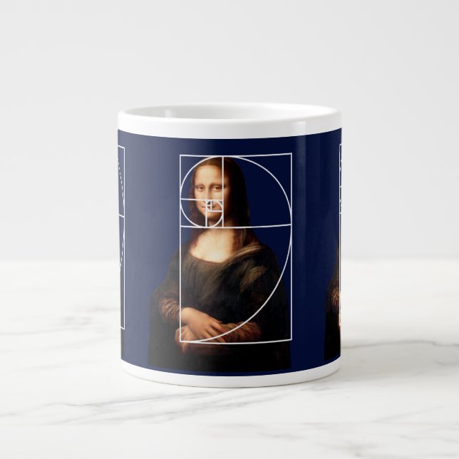 Leonardo da Vinci Mona Lisa Fibonacci Sequence Jumbo-Tasse (Vorderseite)