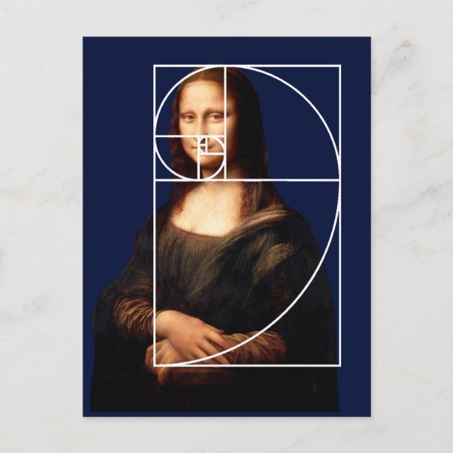 Leonardo da Vinci Mona Lisa Fibonacci Sequence Postkarte (Vorderseite)