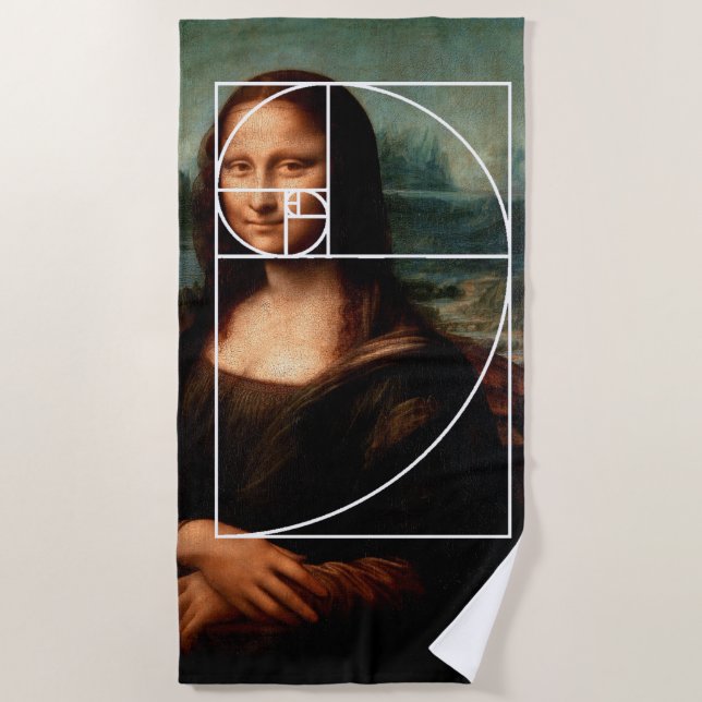 Leonardo da Vinci Mona Lisa Fibonacci Sequence Strandtuch (Vorderseite)