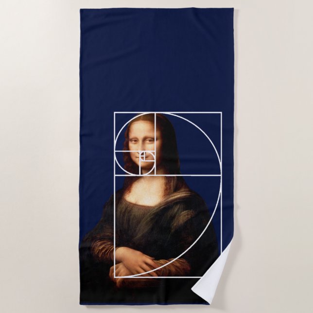 Leonardo da Vinci Mona Lisa Fibonacci Sequence Strandtuch (Vorderseite)