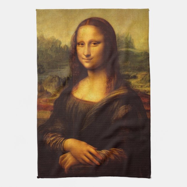 Leonardo Da Vinci Mona Lisa Kunstmalerei Geschirrtuch (Vertikal)