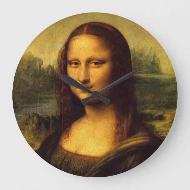 Leonardo Da Vinci Mona Lisa Kunstmalerei Große Wanduhr (Vorderseite)