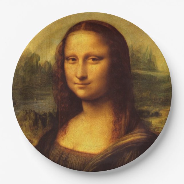 Leonardo Da Vinci Mona Lisa Kunstmalerei Pappteller (Vorderseite)