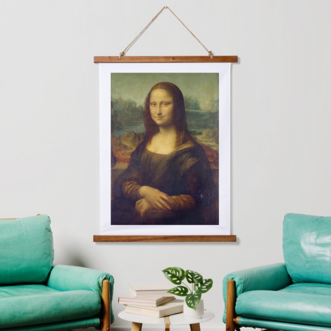 Leonardo Da Vinci, Mona Lisa, La Gioconda Wandteppich Mit Holzrahmen (Wohnzimmer)