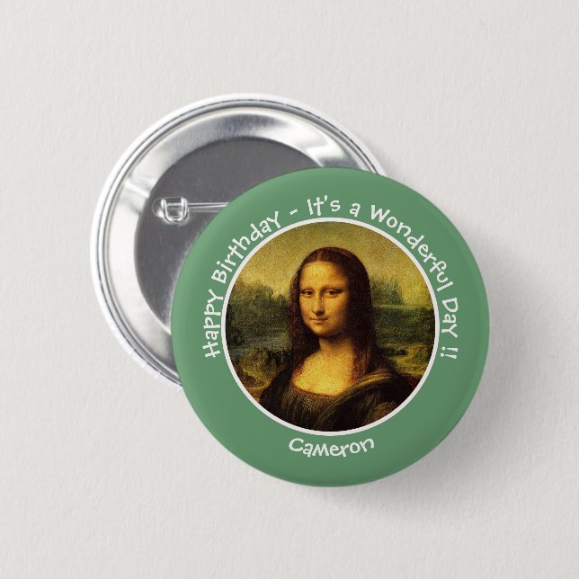 Leonardo da Vinci Mona Lisa Party Collection Button (Vorne & Hinten)