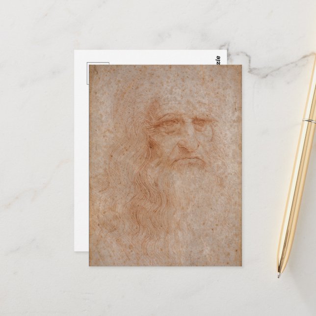 Leonardo Da Vinci, mutmaßliches Selbstportrait Postkarte (Vorderseite/Rückseite Beispiel)